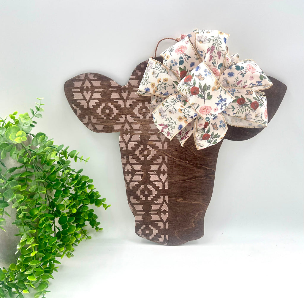 READY TO SHIP: 18” Cowhead Door Hanger - Kona Stain