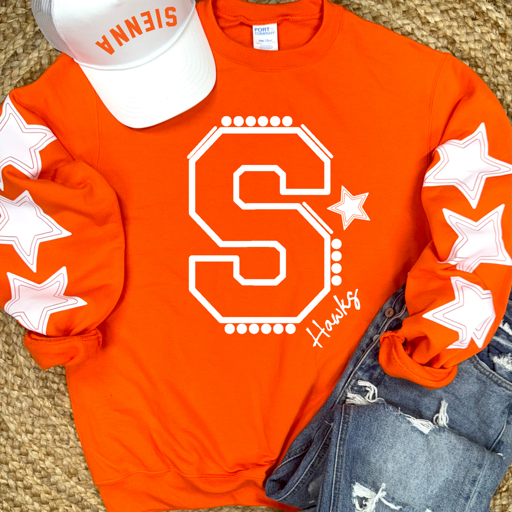 Custom Stars ORANGE Sweatshirt- adult ONLY