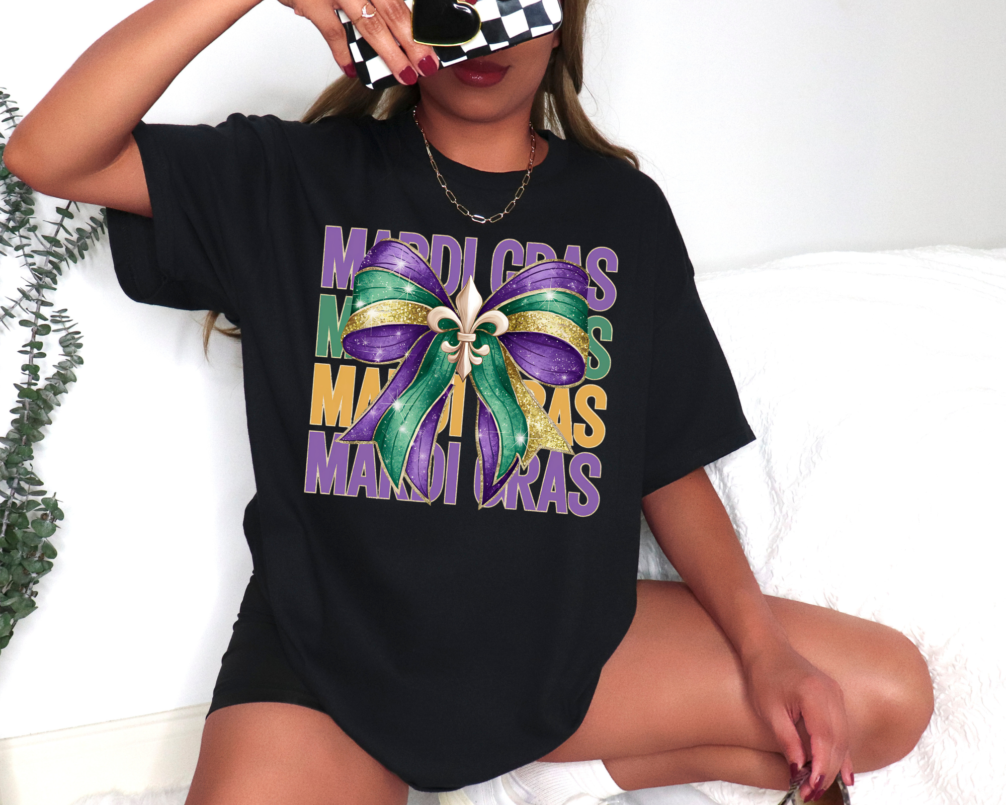 Mardi Gras Coquette Bow - Tee