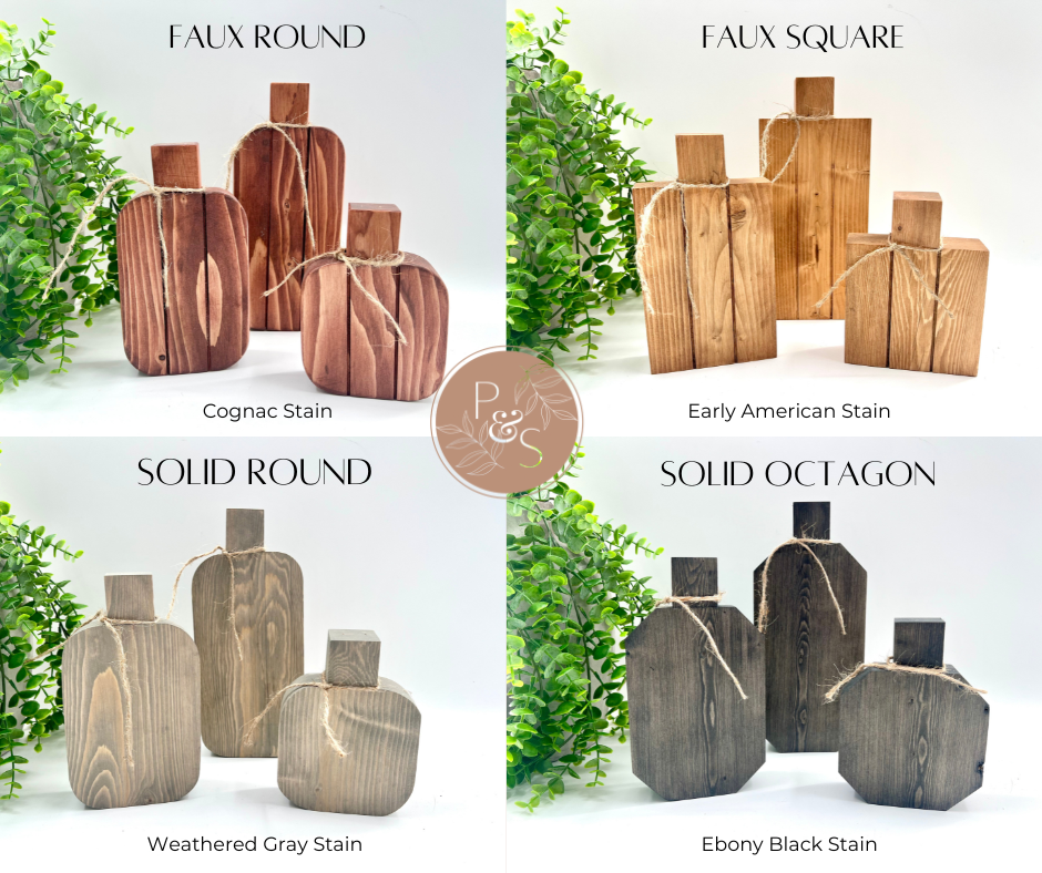 Stained Wood Pumpkins - Set of 3