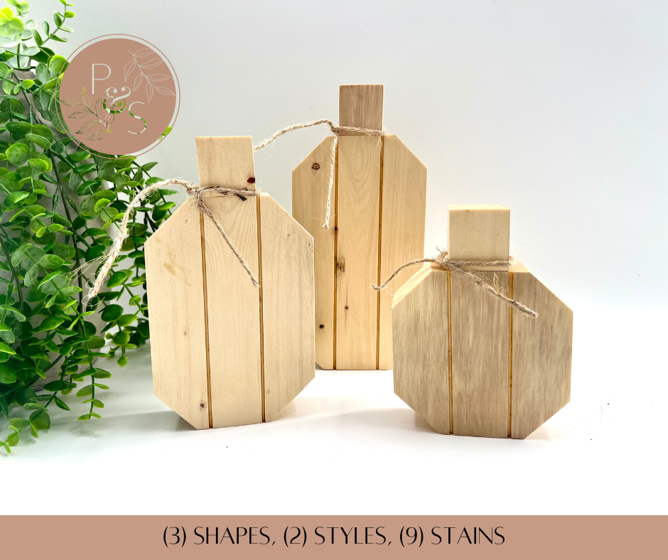 Stained Wood Pumpkins - Set of 3