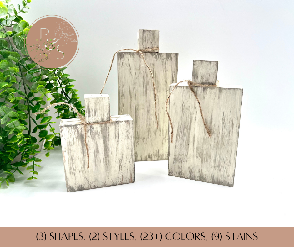 Rustic Wood Pumpkins - Set of 3 - Painted/Stained