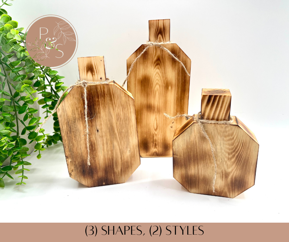 Wood Burned Pumpkin Set of 3