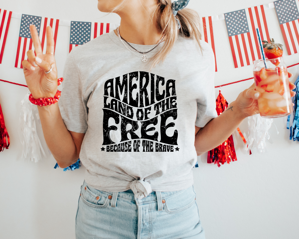 America Lane Of The Free Because Of The Brave - Tee