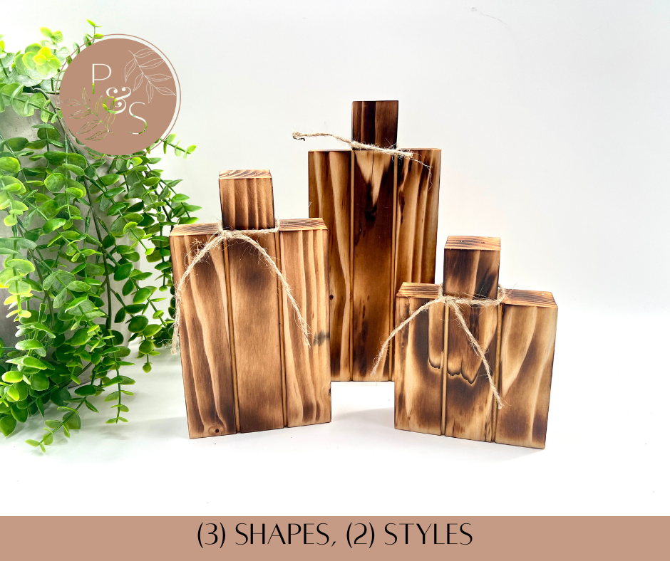 Wood Burned Pumpkin Set of 3