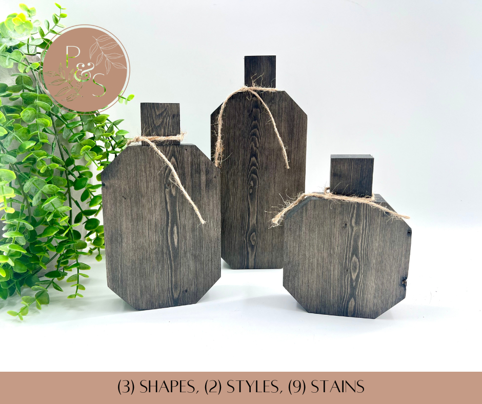 Stained Wood Pumpkins - Set of 3