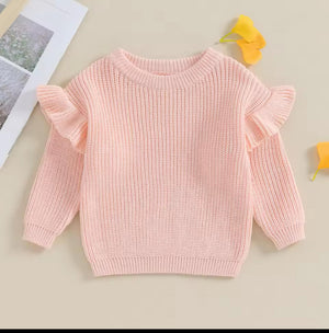 PREORDER: RERUN Girl's Chunky Knit Ruffle Sweater 9.23.24 OSYM