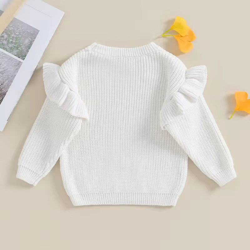 PREORDER: RERUN Girl's Chunky Knit Ruffle Sweater 9.23.24 OSYM