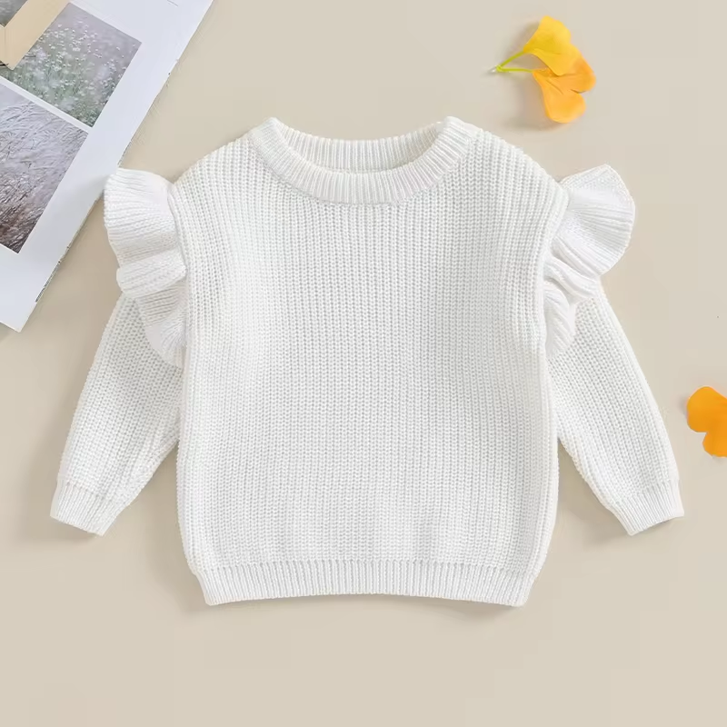 PREORDER: RERUN Girl's Chunky Knit Ruffle Sweater 9.23.24 OSYM