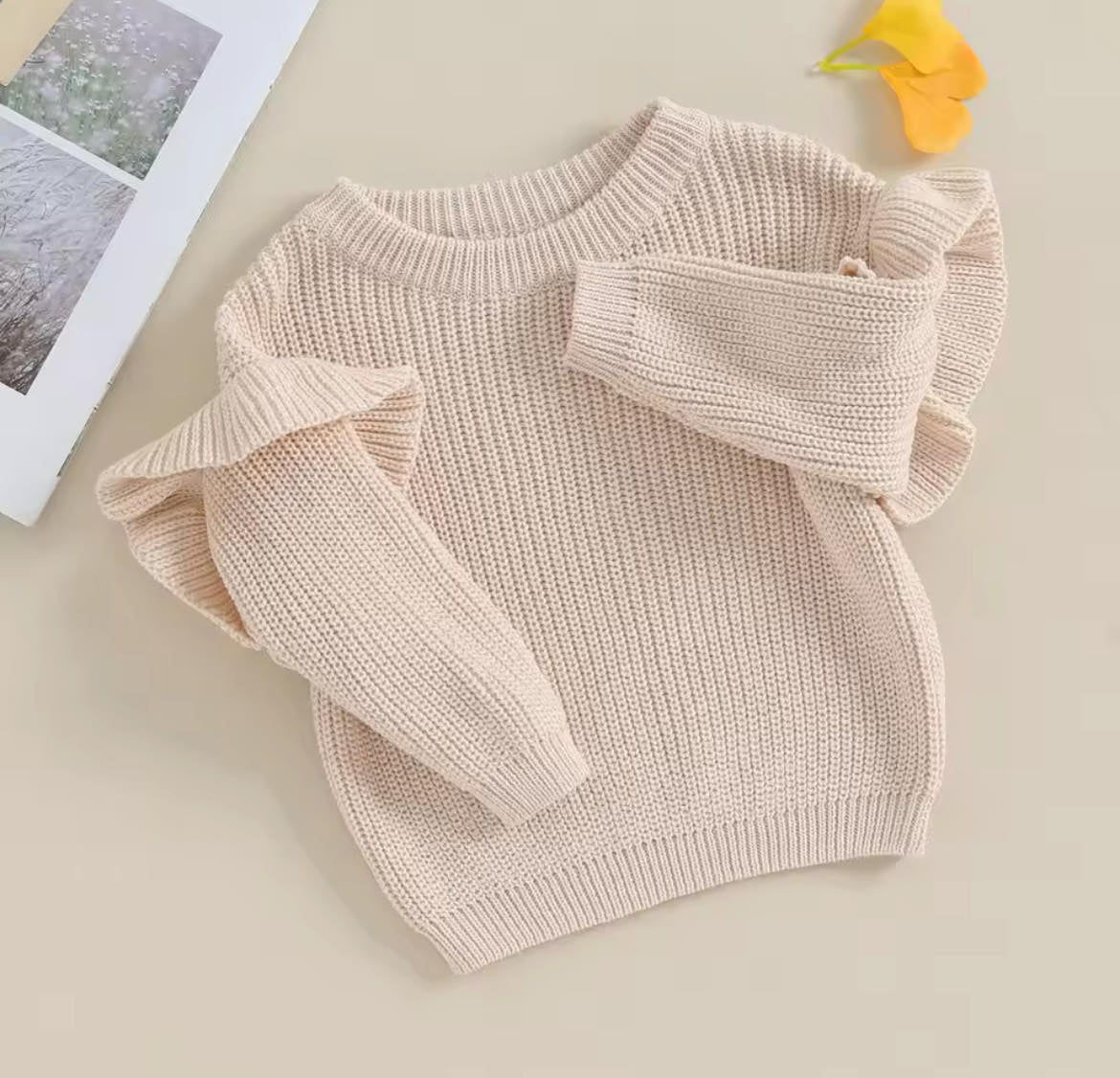 PREORDER: RERUN Girl's Chunky Knit Ruffle Sweater 9.23.24 OSYM