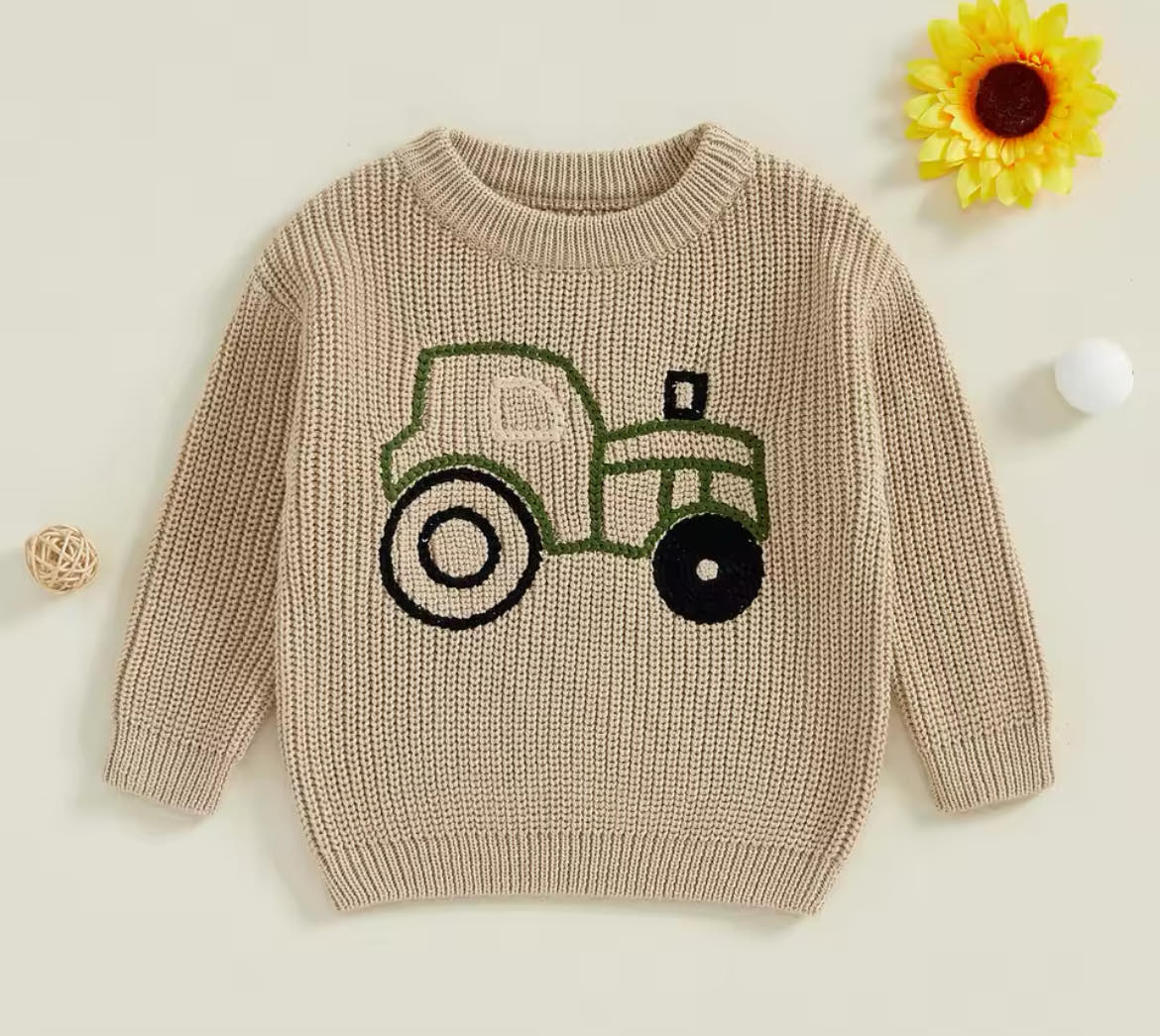 PREORDER: Dino or Tractor Chunky Knit Sweaters 9.3.24 osym