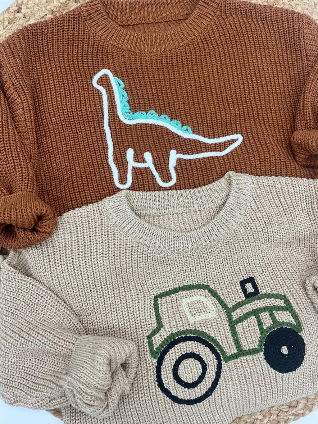 PREORDER: Dino or Tractor Chunky Knit Sweaters 9.3.24 osym