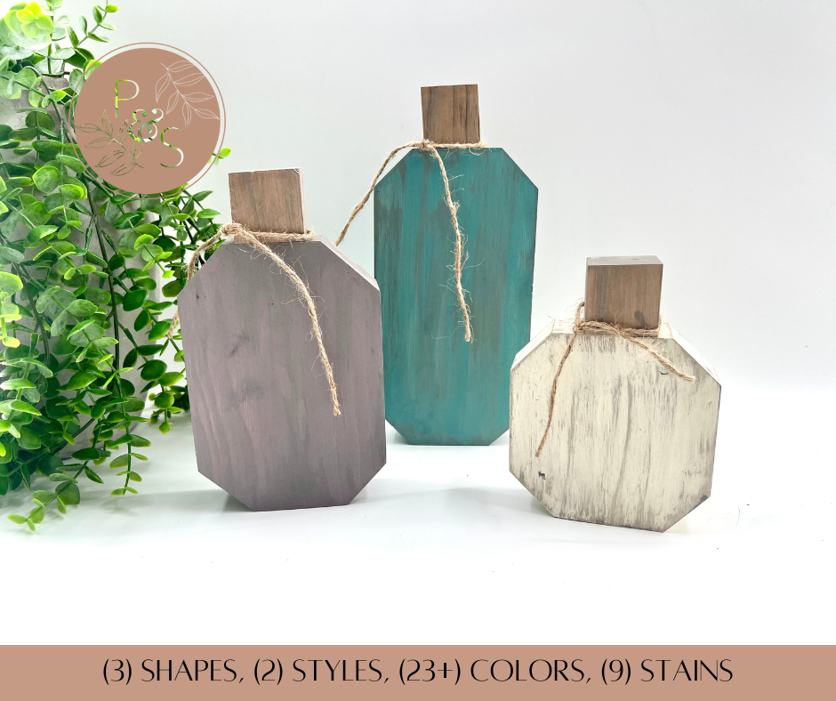 Rustic Wood Pumpkins - Set of 3 - Painted/Stained