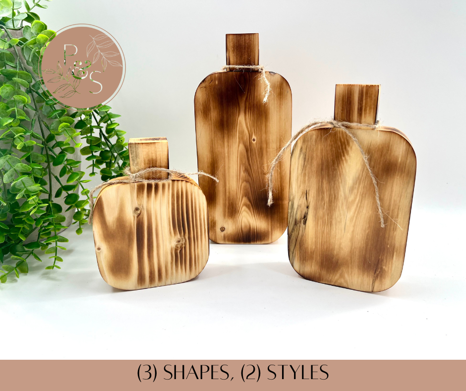 Wood Burned Pumpkin Set of 3