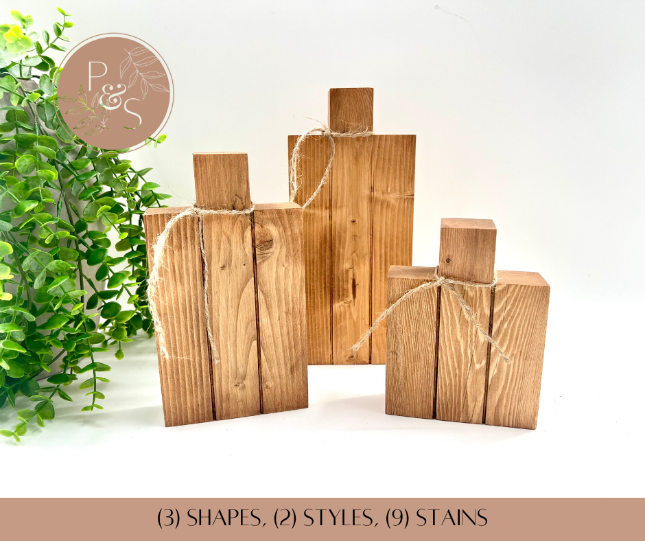 Stained Wood Pumpkins - Set of 3