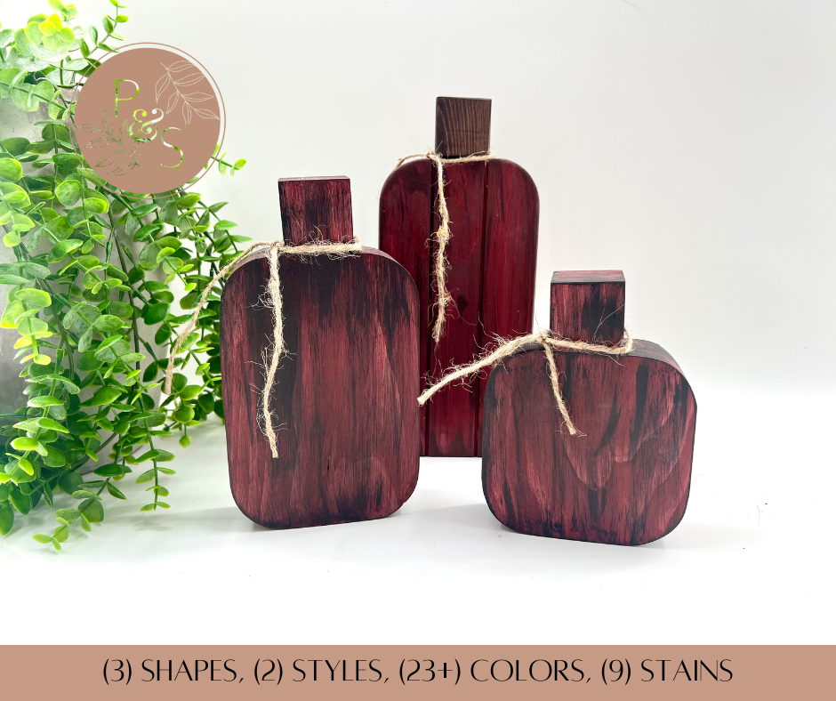 Rustic Wood Pumpkins - Set of 3 - Painted/Stained