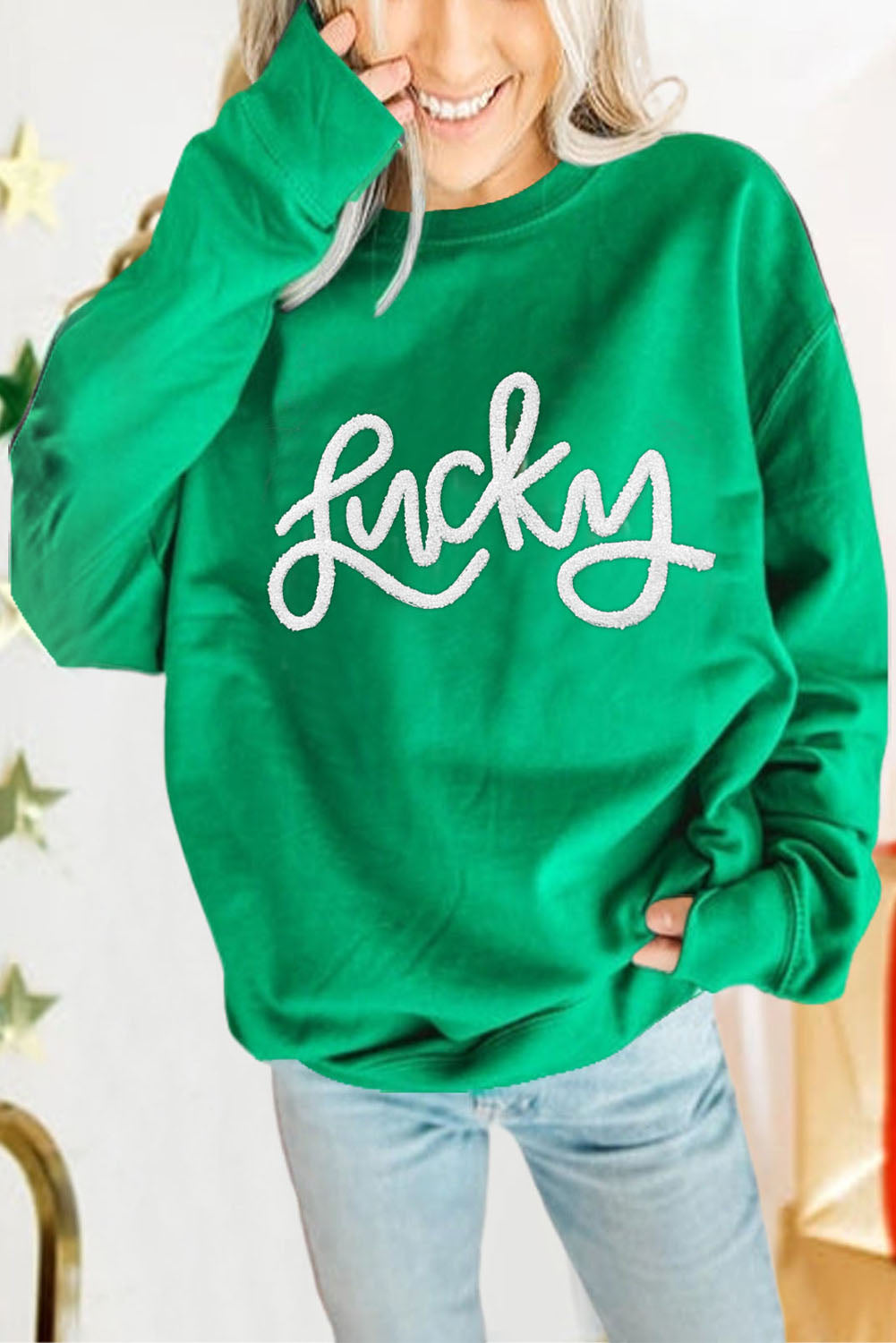 PREORDER: Chenille Cursive Embroidered LUCKY 1.20.25