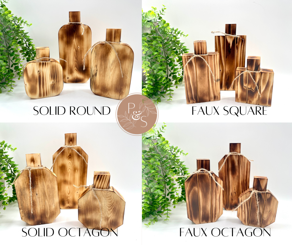 Wood Burned Pumpkin Set of 3