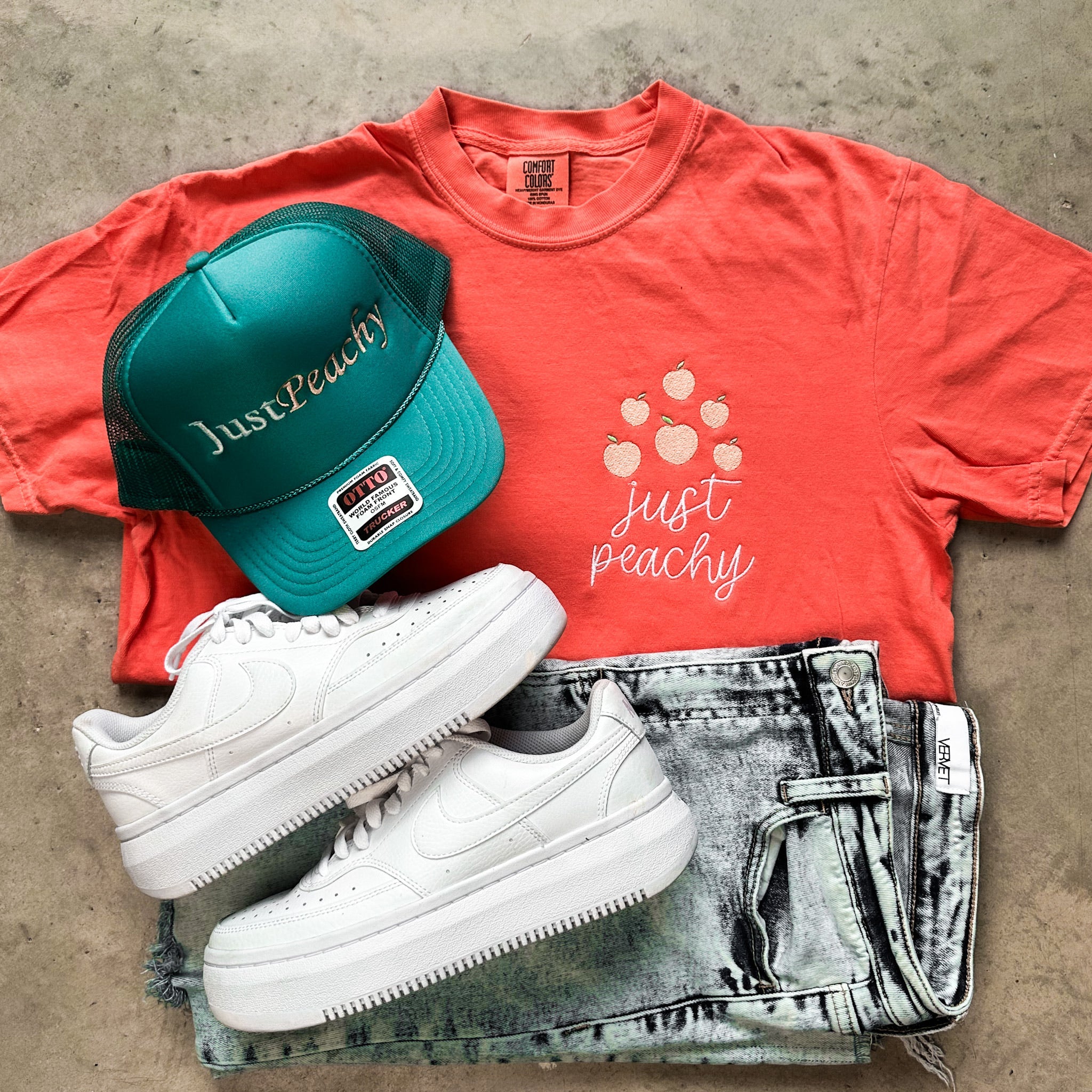 Just Peachy Embroidery Graphic Tee