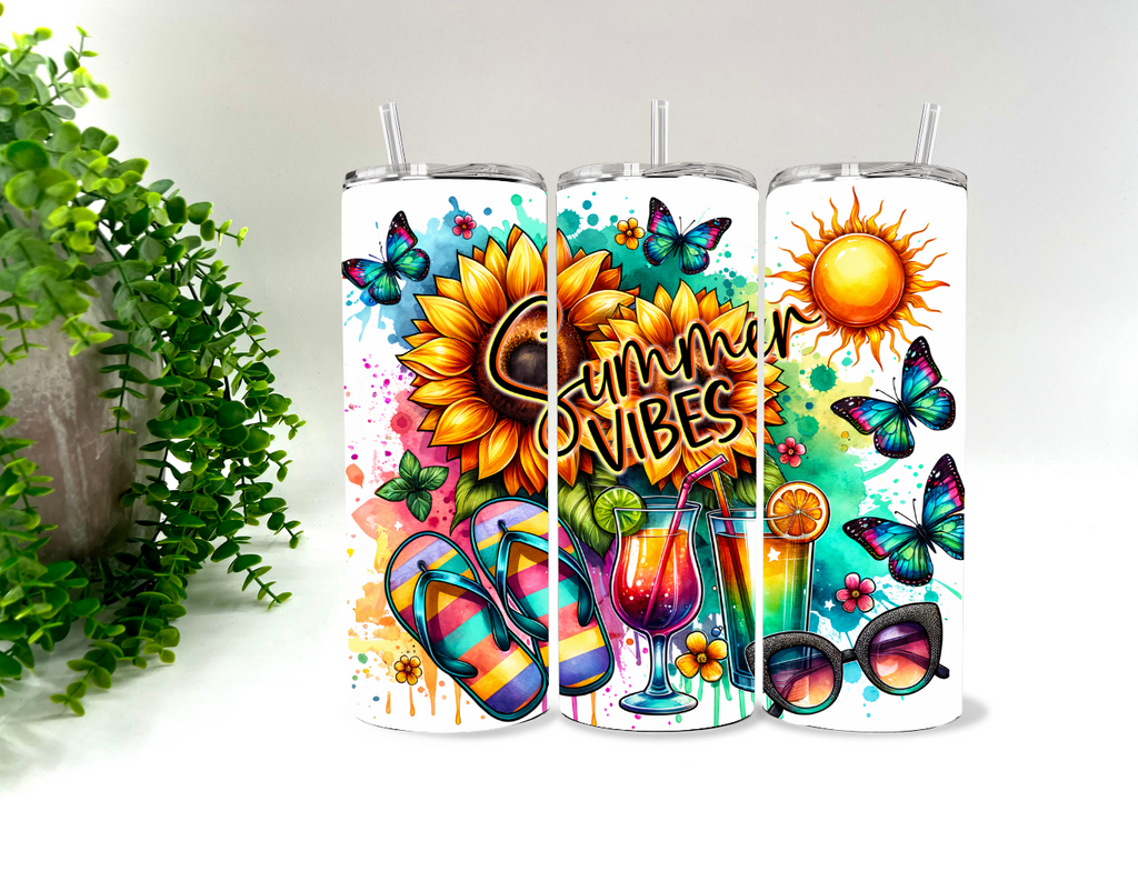 Summer Vibes Rainbow Collage - 20 oz Tumbler