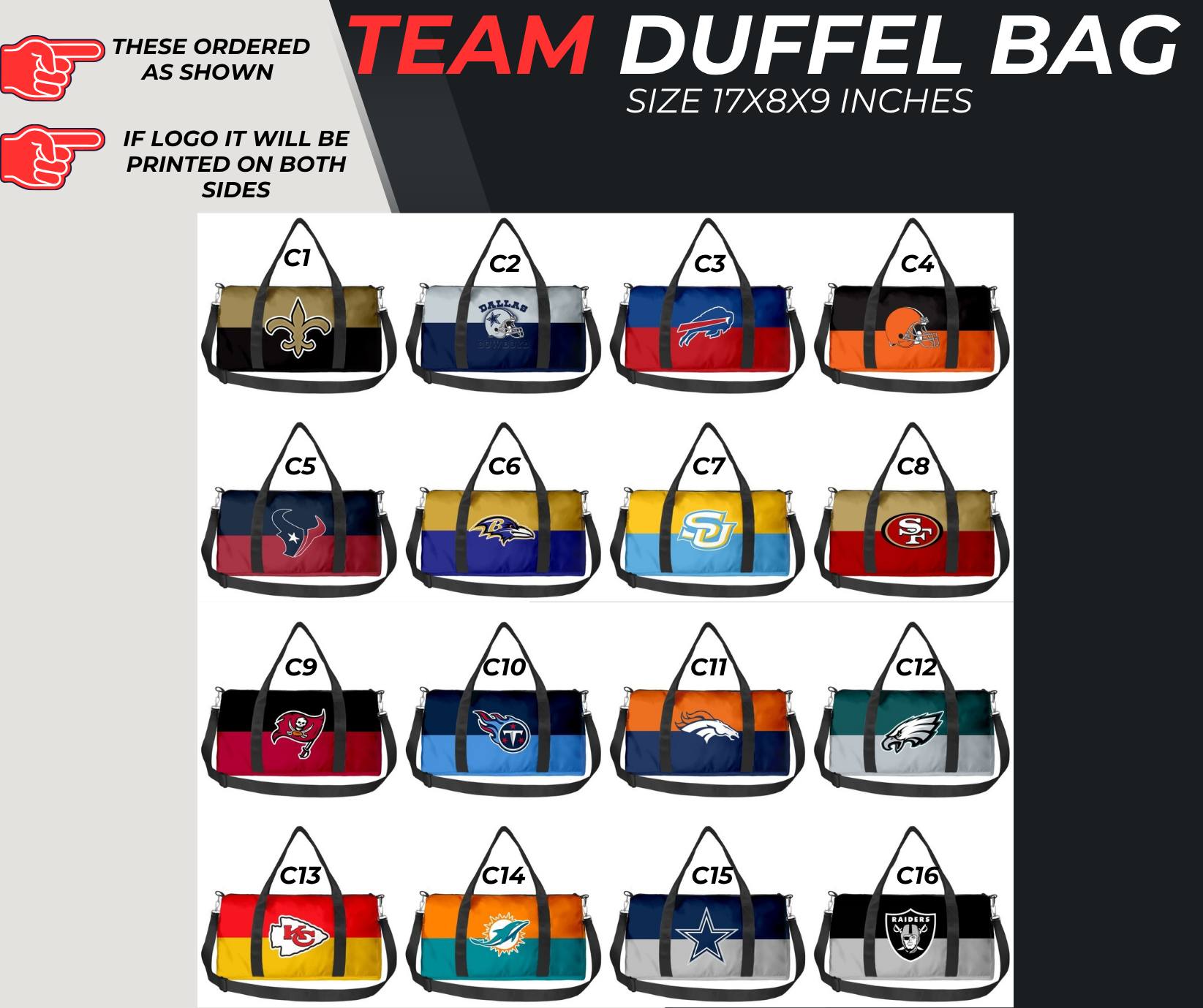 PREORDER: CUSTOM DUFFEL BAGS 11.24.25 OSYM
