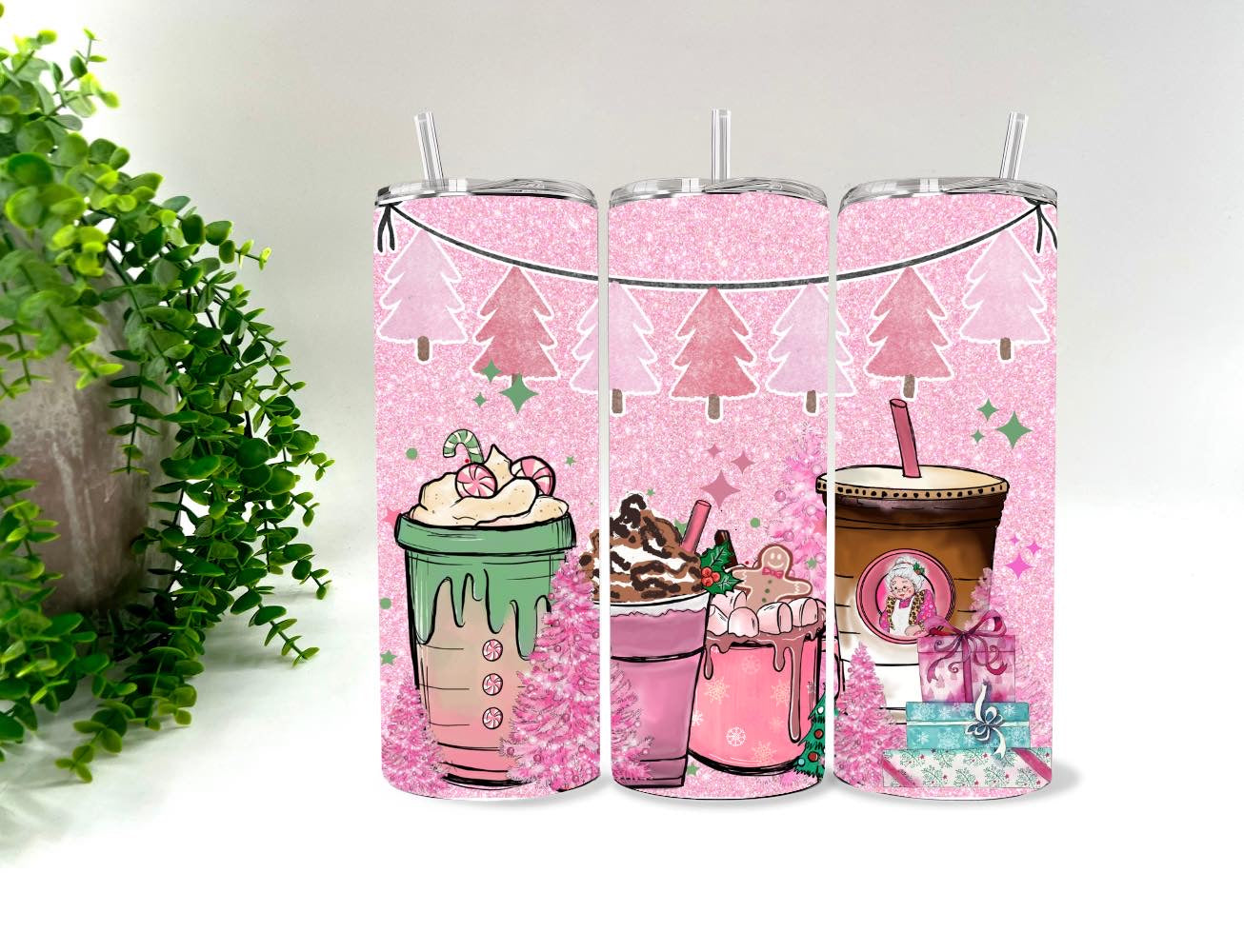 Pink Christmas Coffee - 20 oz Tumbler