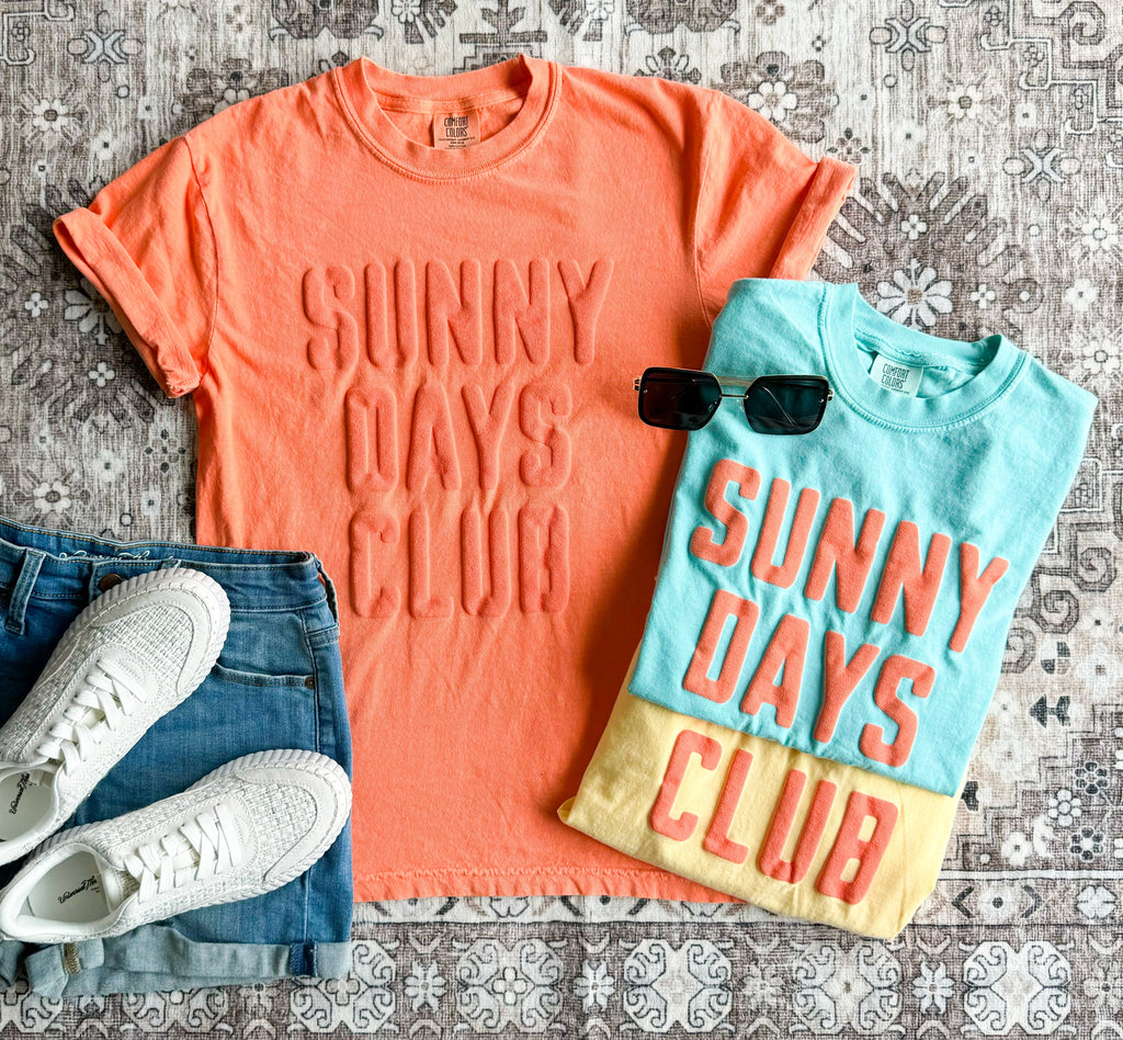 Sunny Days Club (Coral Puff Ink) Comfort Colors Tee CLOSING 3/29