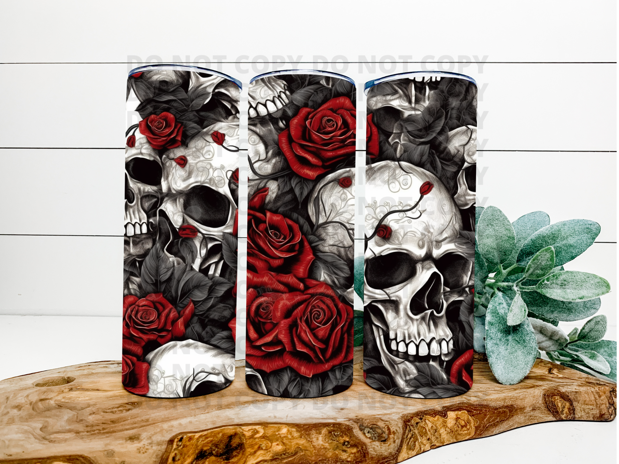 Skull & Red Roses Tumbler