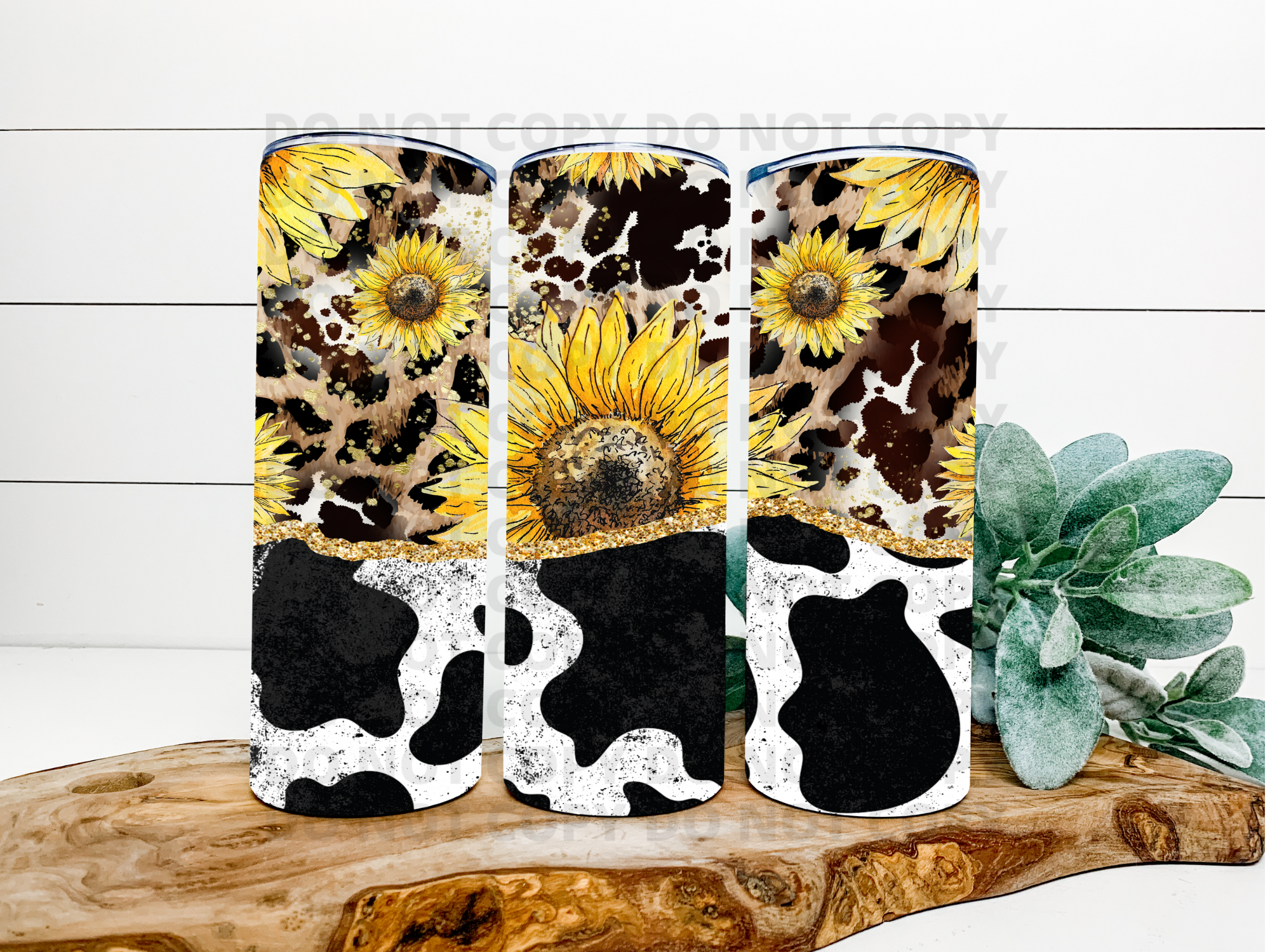 Cow Print With Leopard &  Sunflowers Tumbler