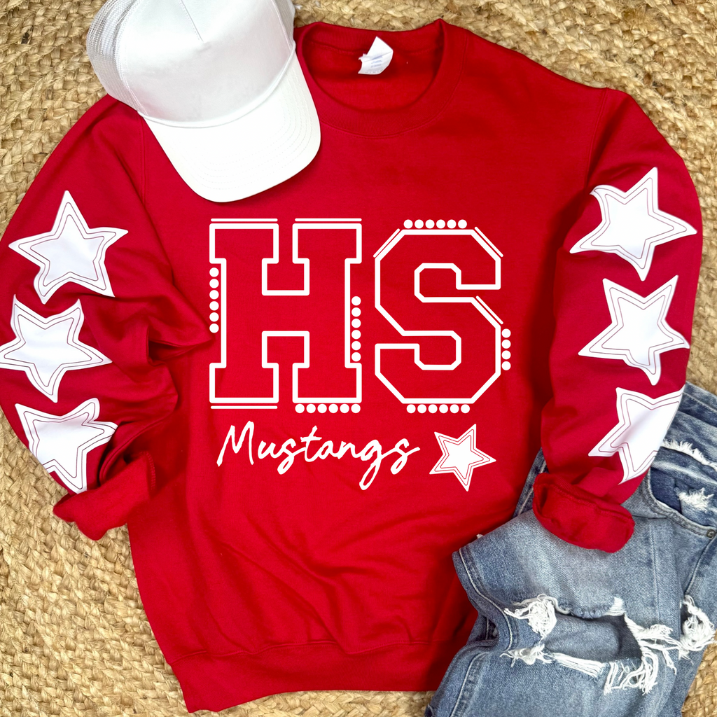 Custom Stars RED Sweatshirt- youth and adult
