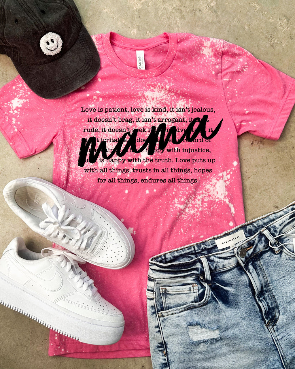Mama Inspirational Pink Bleached Graphic Tee