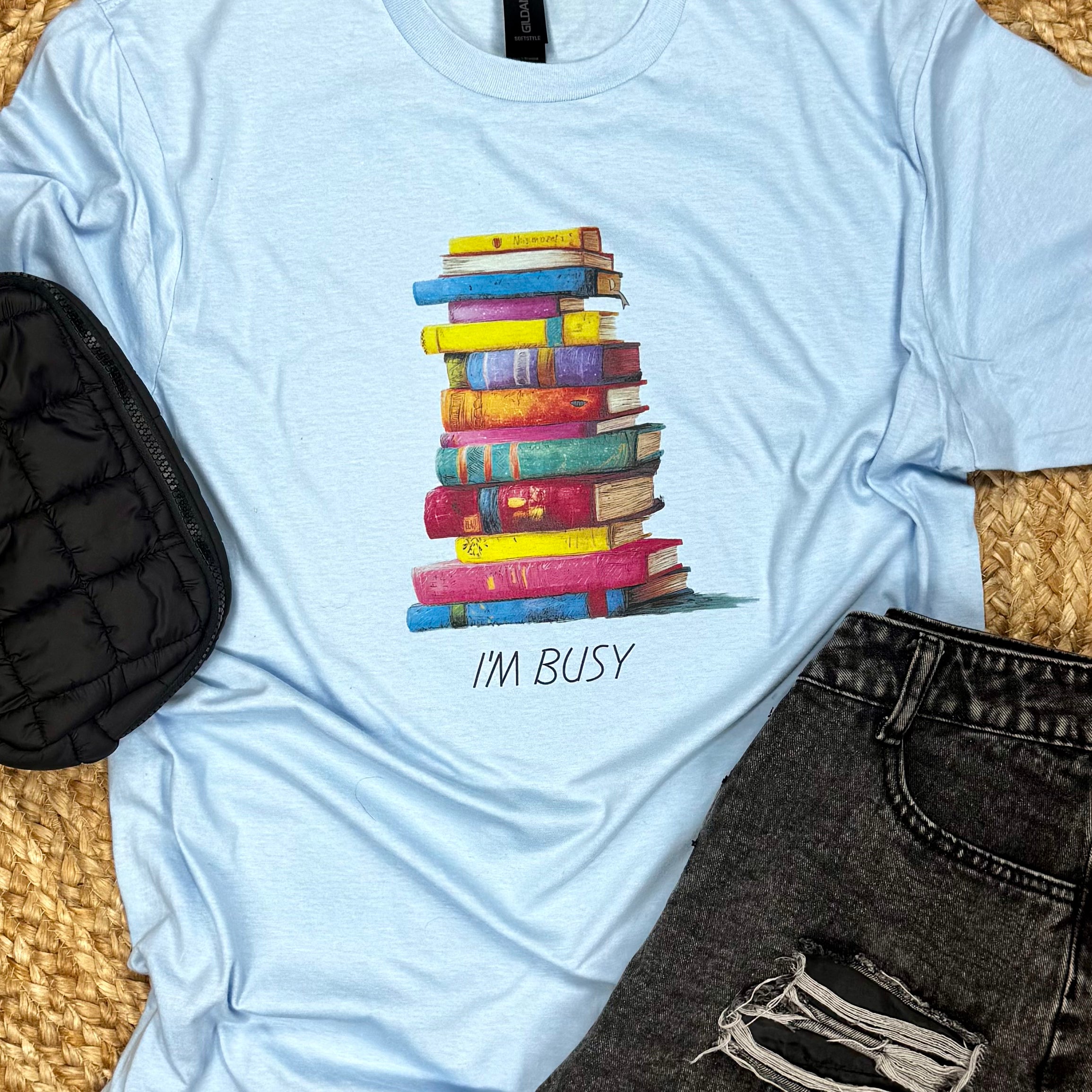 I'm Busy Book Stack Tee
