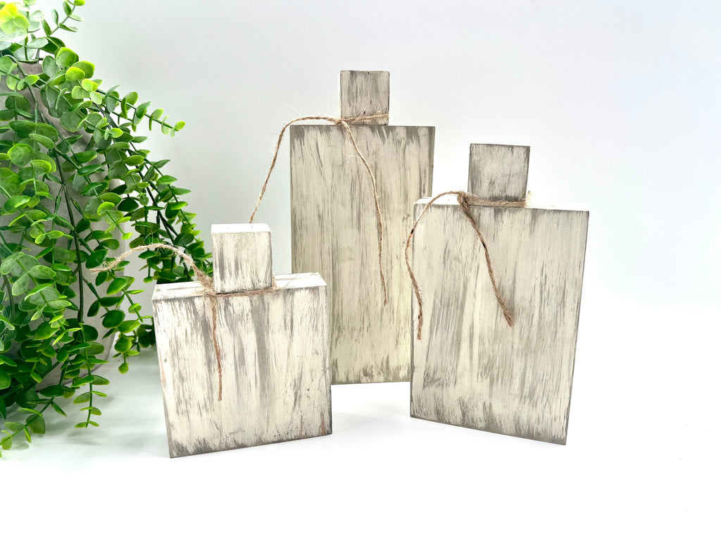 READY TO SHIP: Solid Square Sheepskin with Weathered Gray Stain - Pumpkin Set of 3