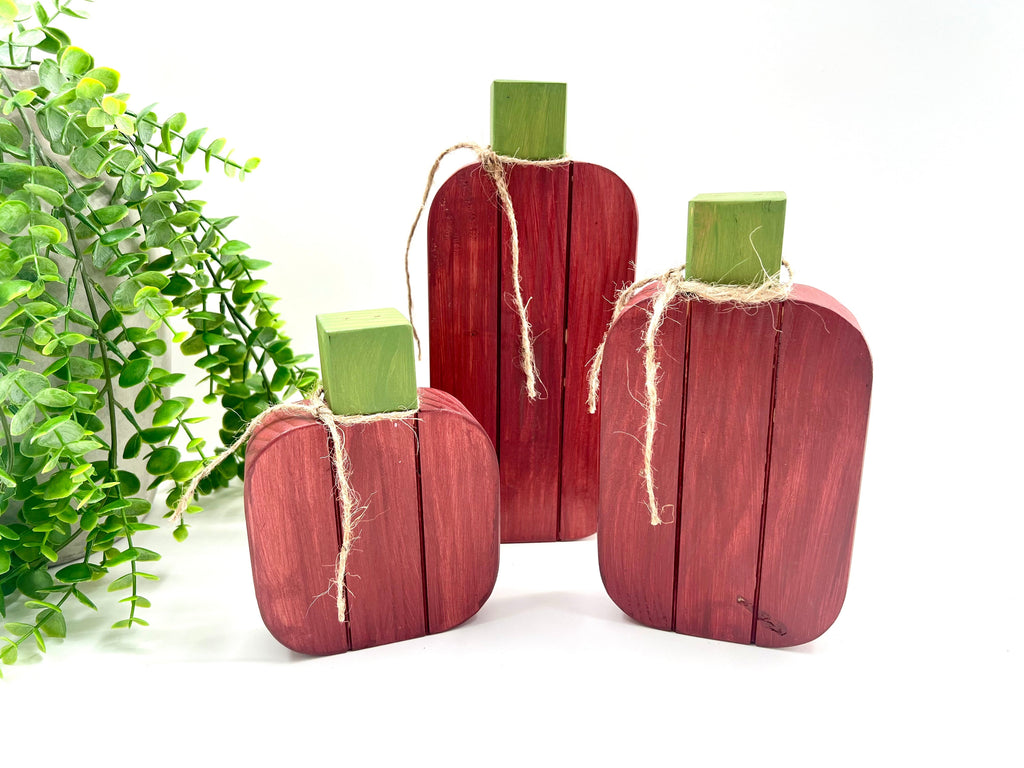 READY TO SHIP: Faux Round - Burgandy - Pumpkin Set of 3
