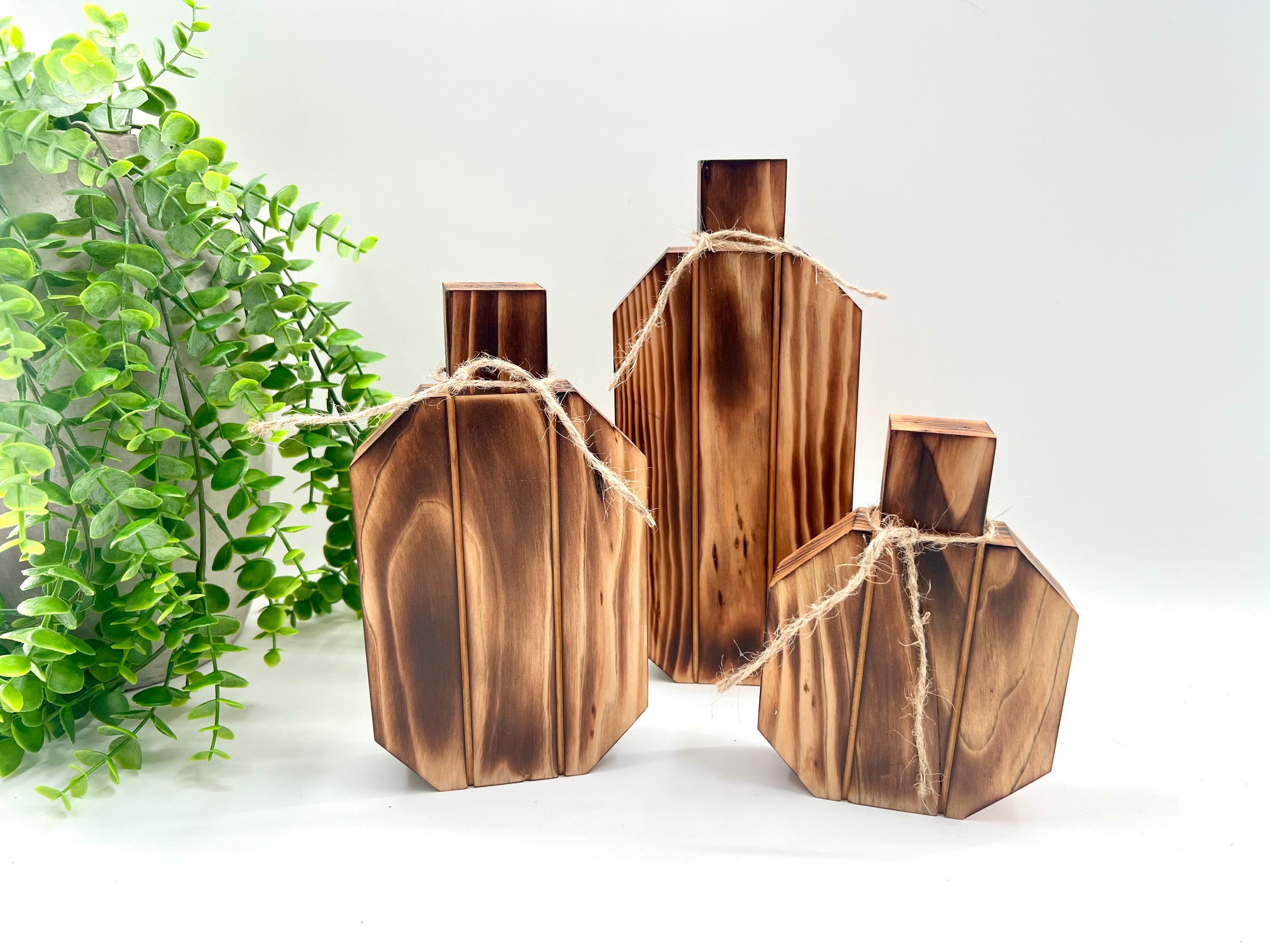 Wood Burned Pumpkin Set of 3