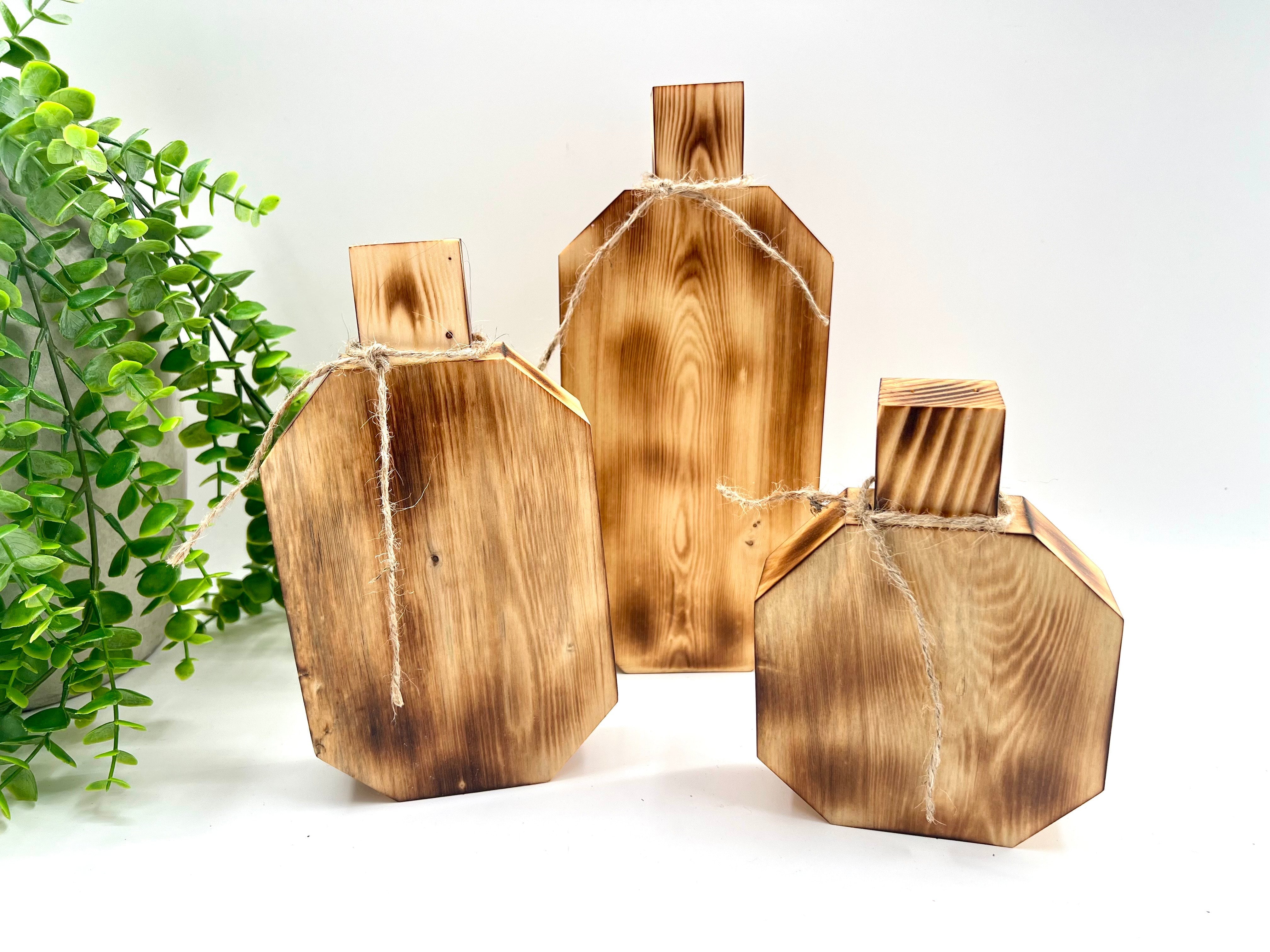 Wood Burned Pumpkin Set of 3