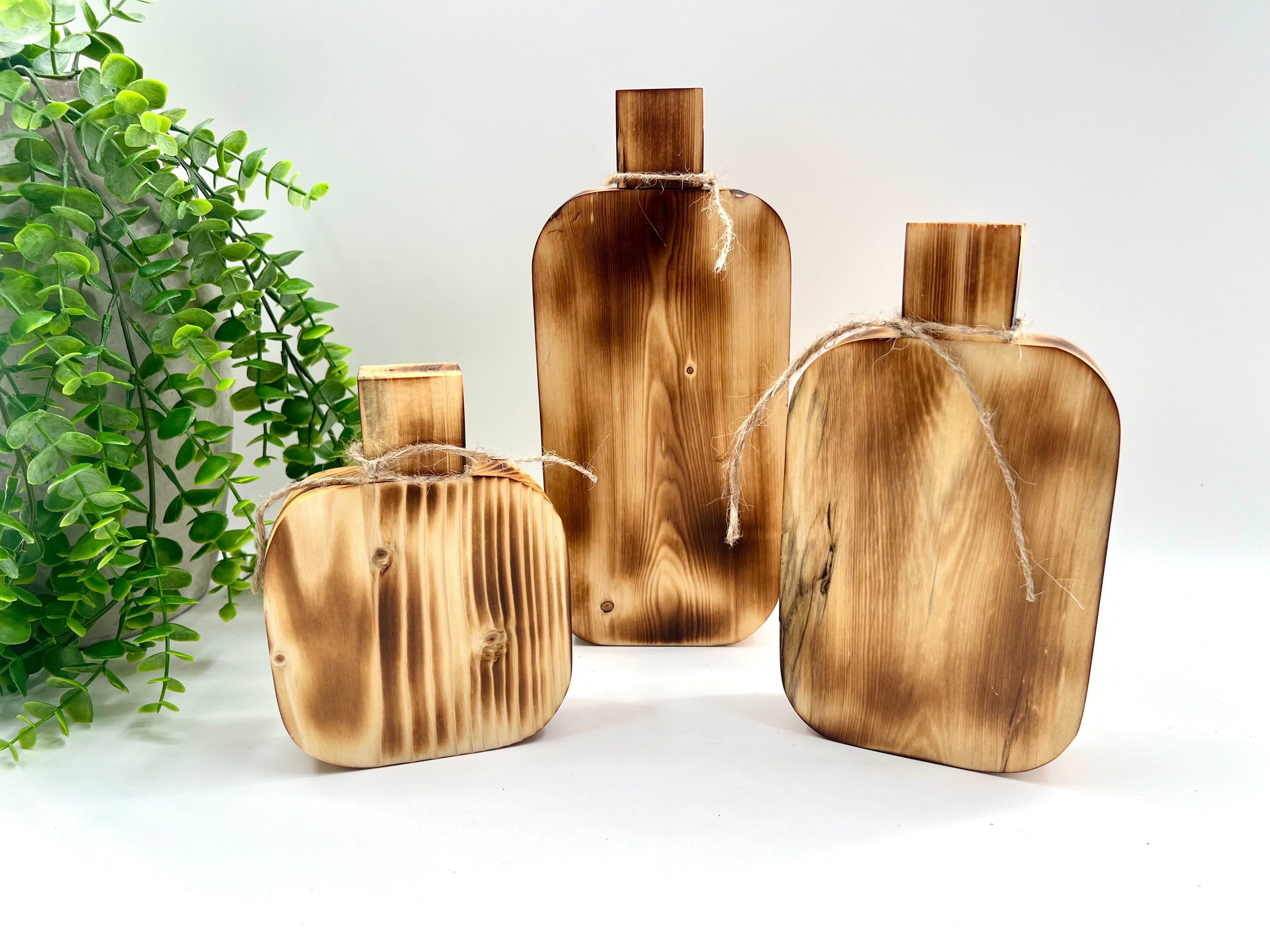 Wood Burned Pumpkin Set of 3