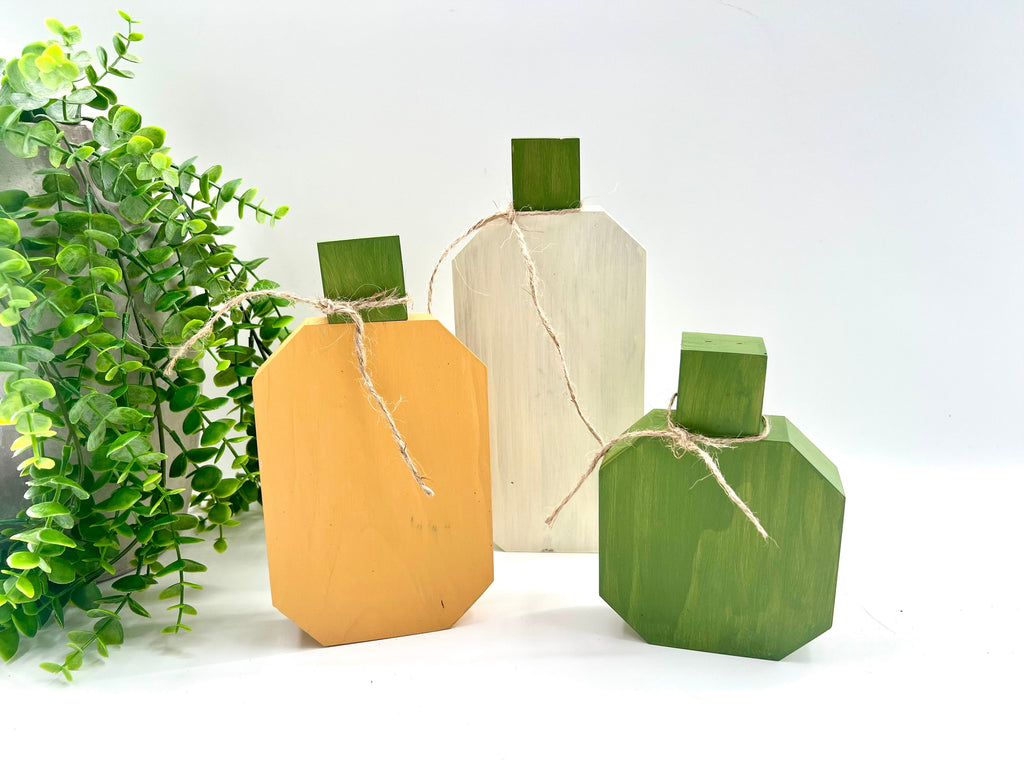 READY TO SHIP: Solid Octagon - Sheepskin, Mustard, Pine - Pumpkin Set of 3