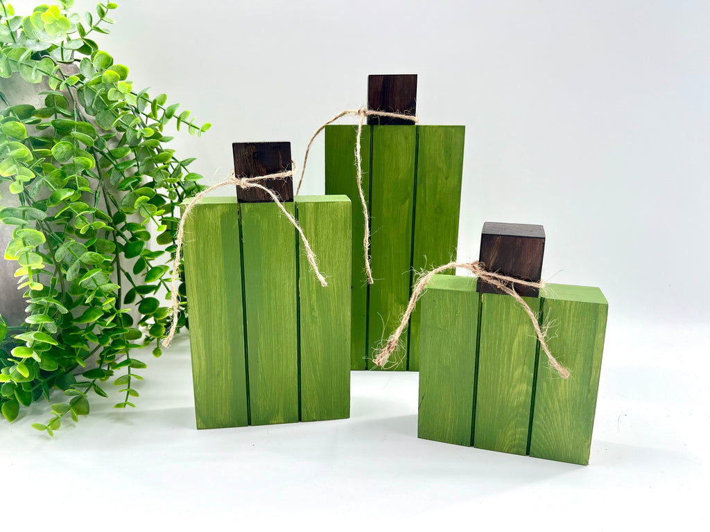 READY TO SHIP: Faux Square - Pine - Pumpkin Set of 3