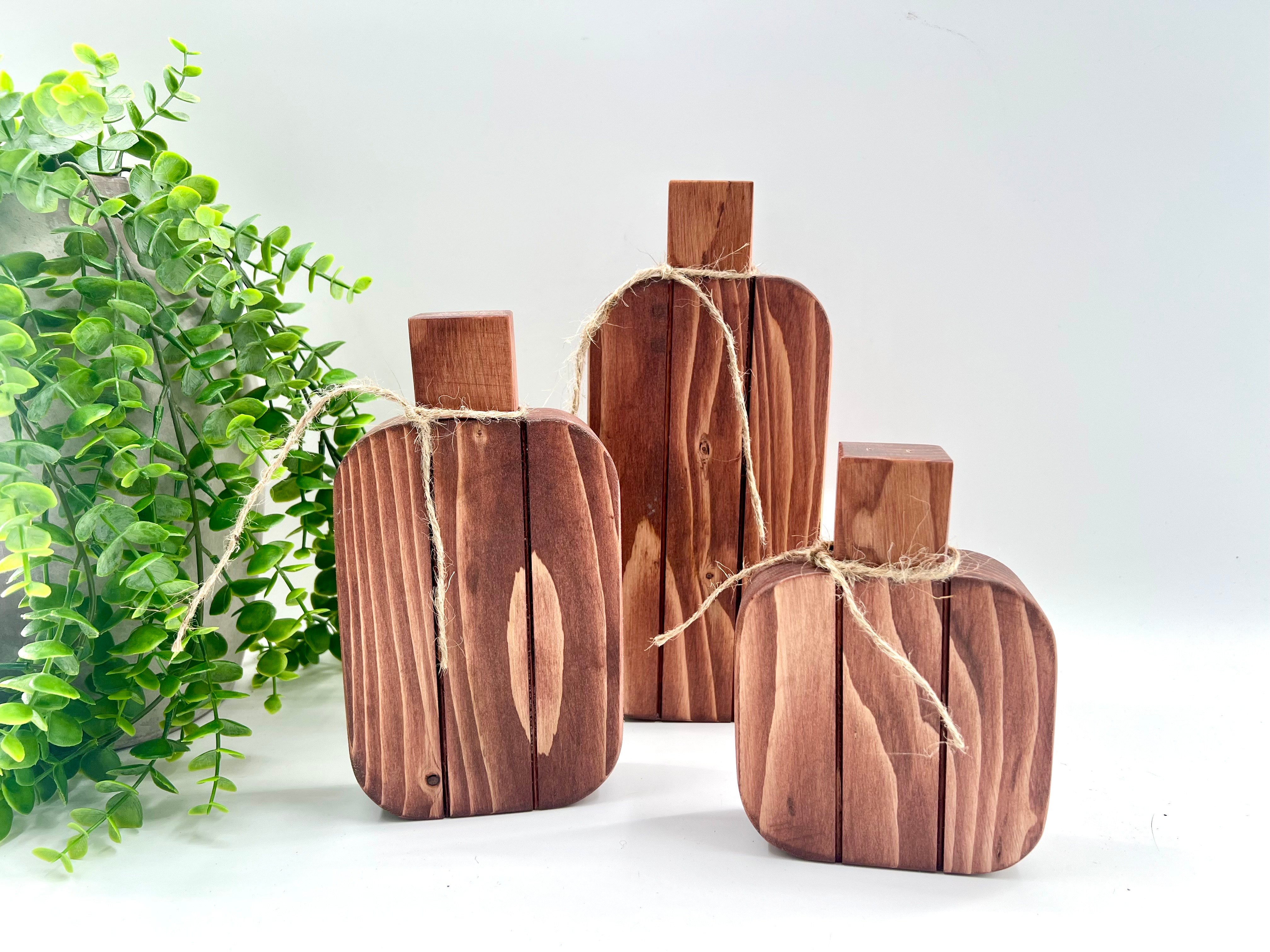 Stained Wood Pumpkins - Set of 3