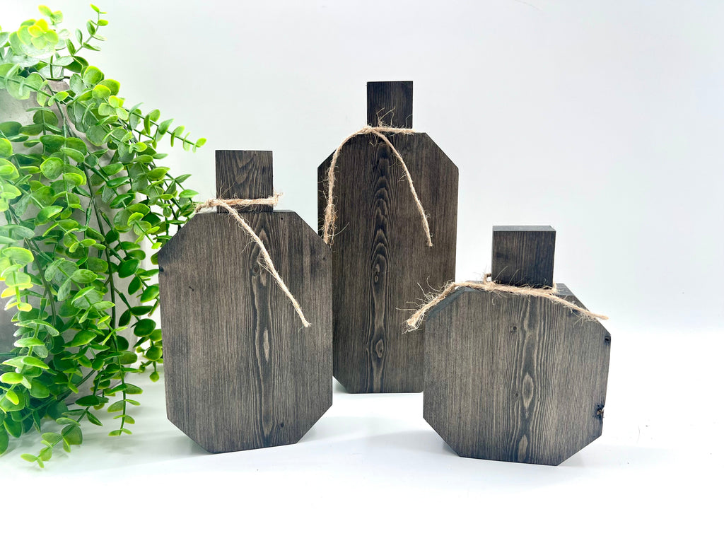 READY TO SHIP: Solid Octagon - Ebony Black Stain - Pumpkin Set of 3