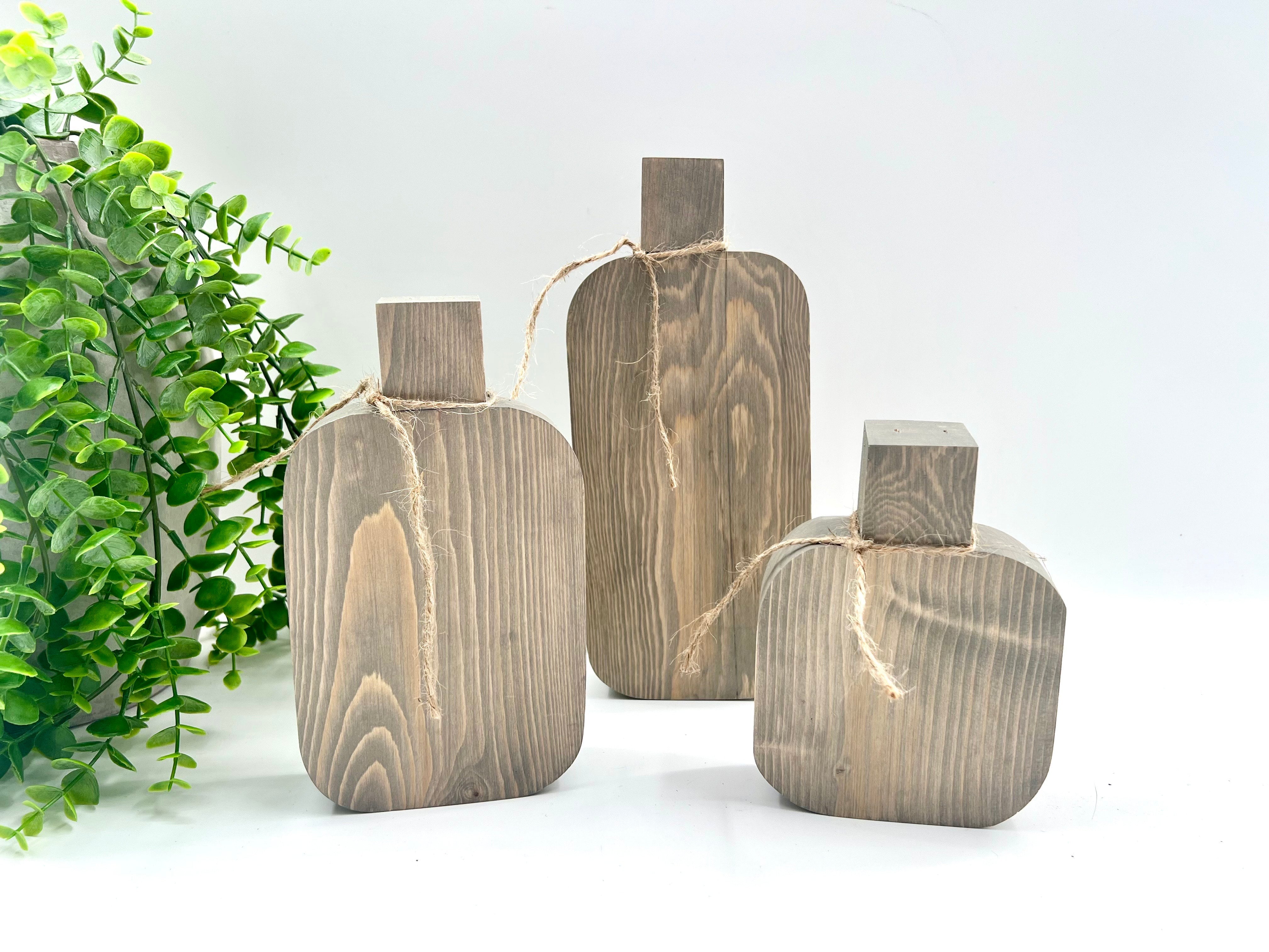 READY TO SHIP: Solid Round - Weathered Gray Stain - Pumpkin Set of 3