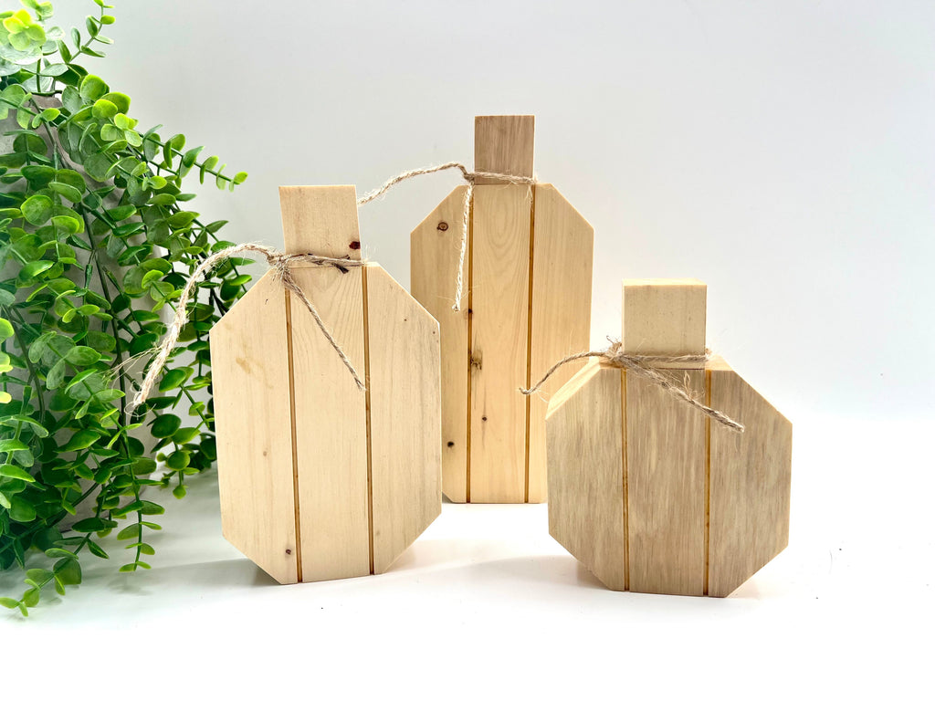 READY TO SHIP: Faux Octagon - Natural Stain - Pumpkin Set of 3