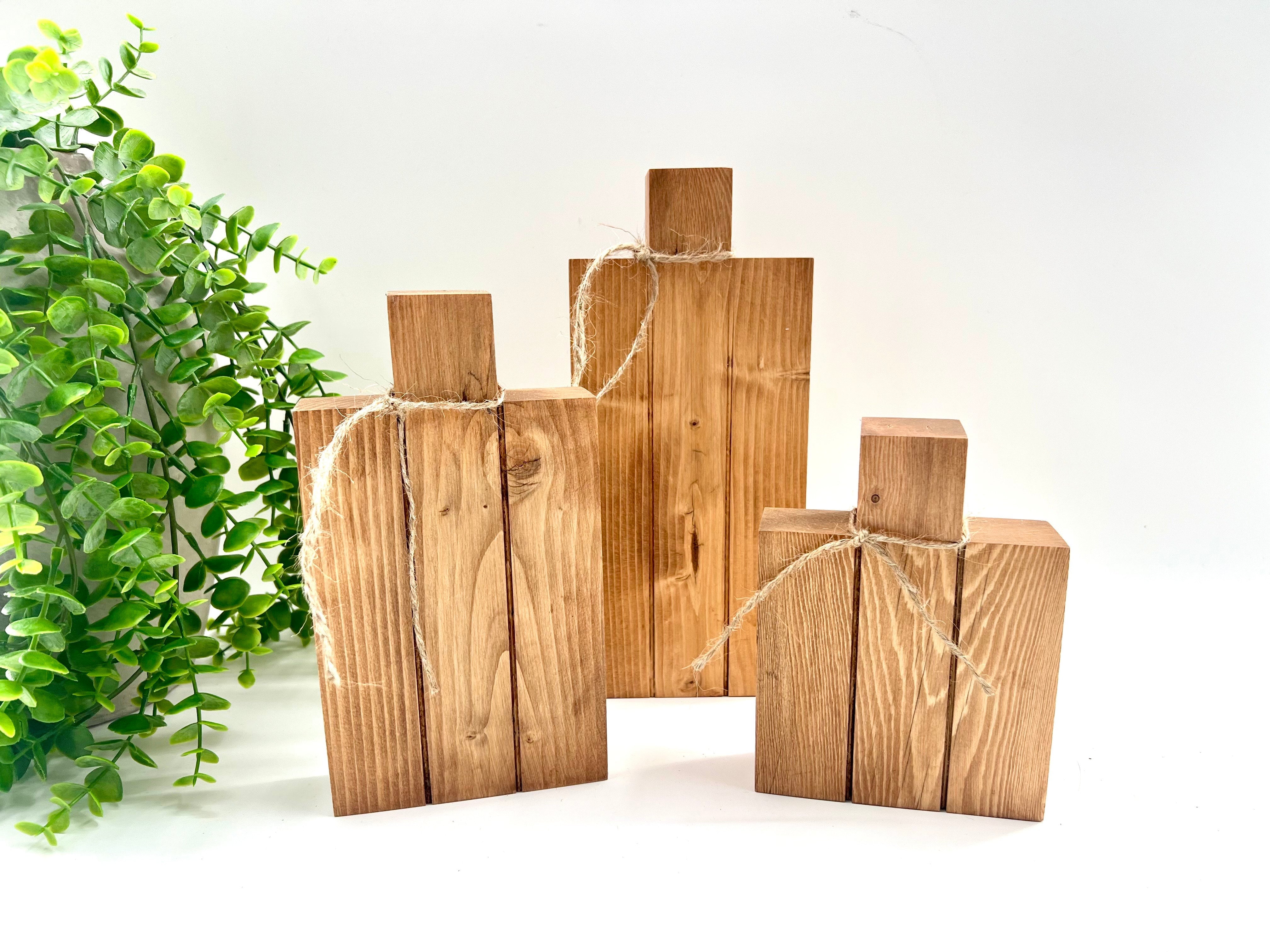 Stained Wood Pumpkins - Set of 3