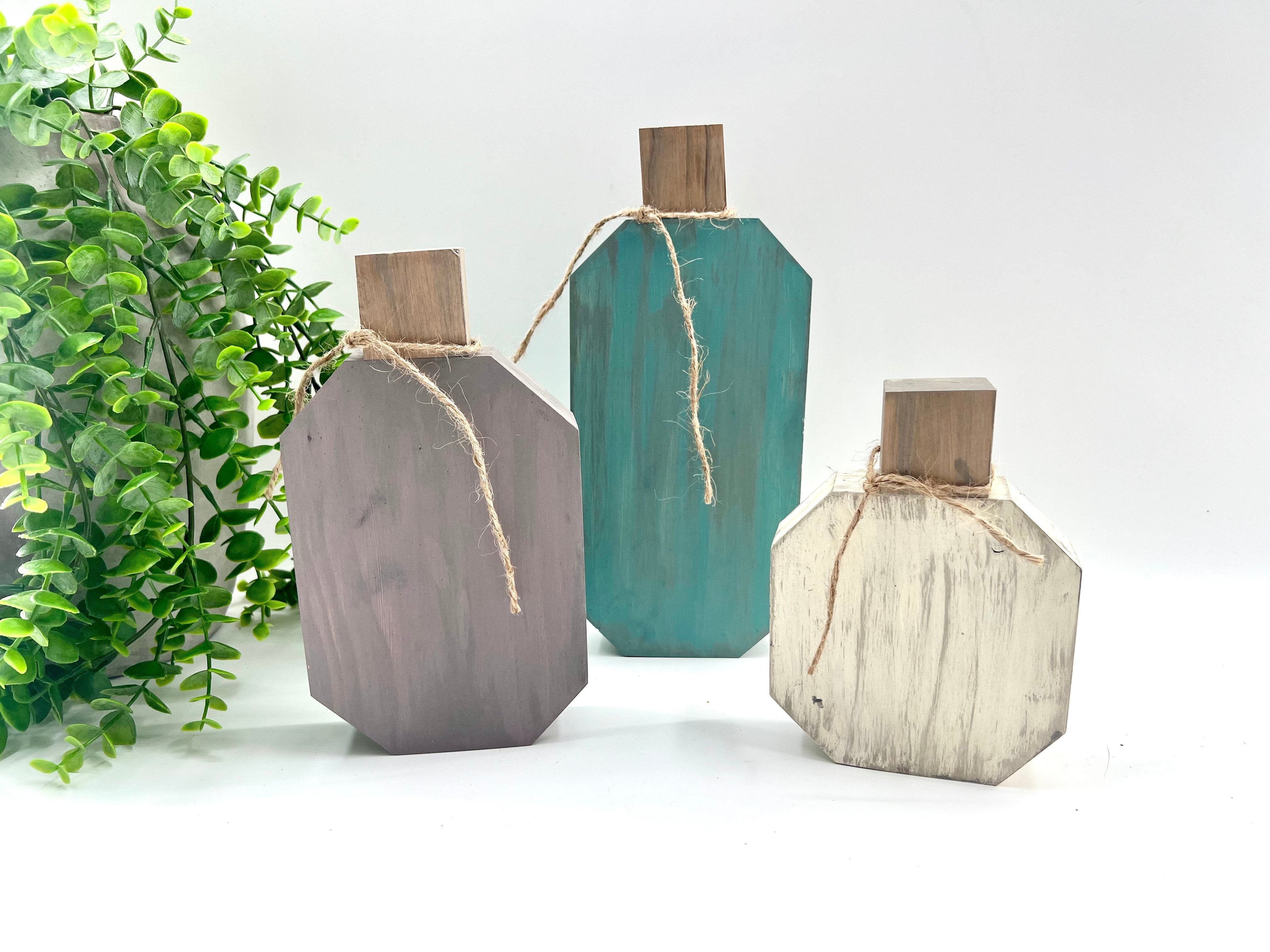 Rustic Wood Pumpkins - Set of 3 - Painted/Stained