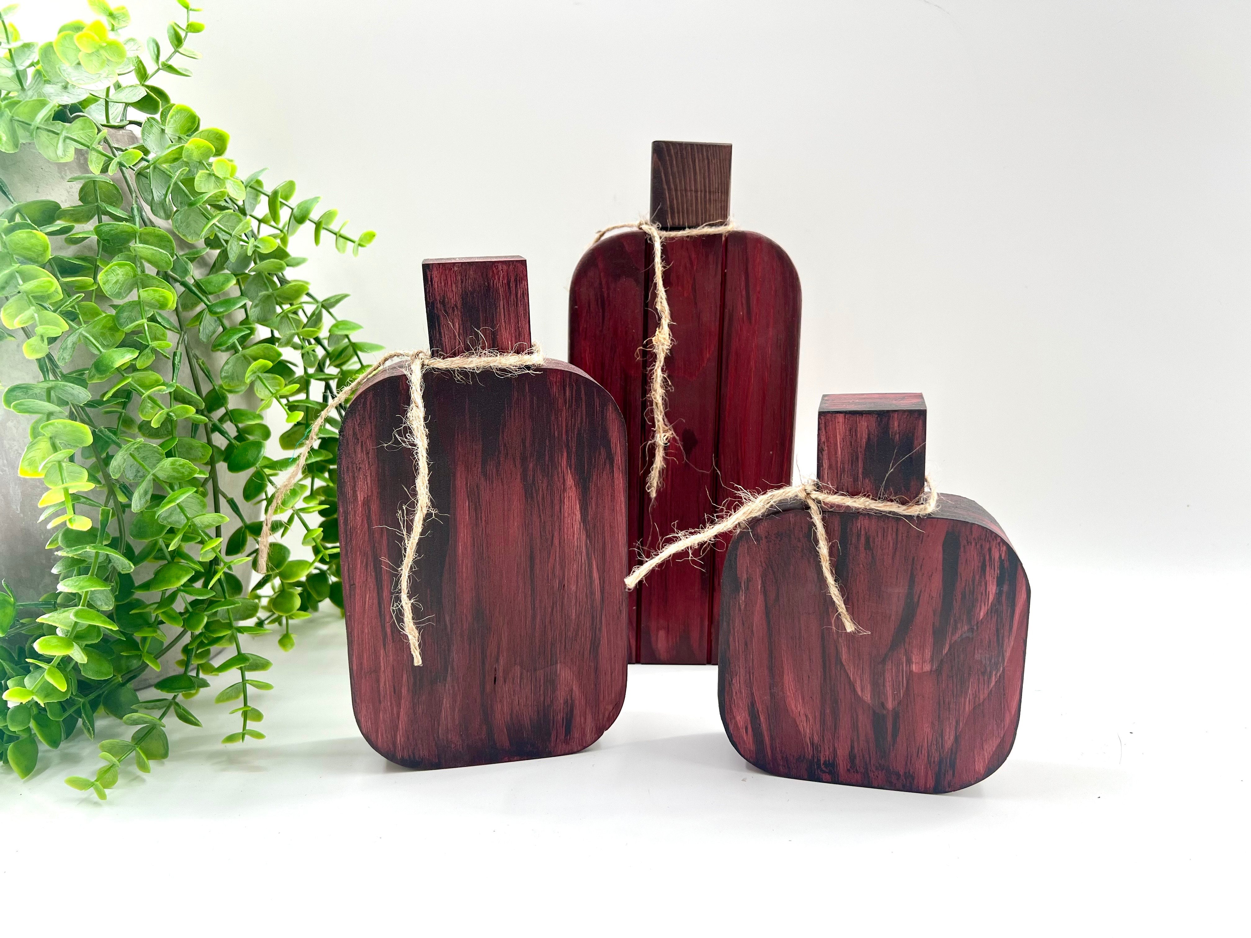 Rustic Wood Pumpkins - Set of 3 - Painted/Stained