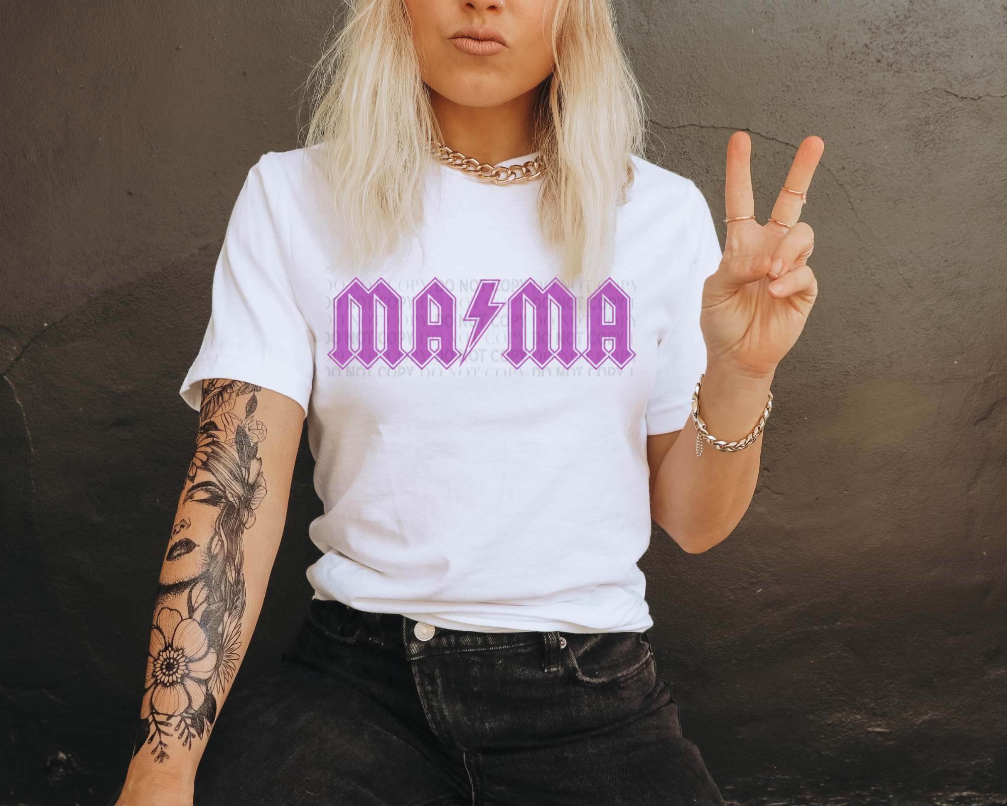 Mama Lightning Bolt - Purple - Tee