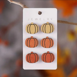 Fall Pumpkin earrings stack