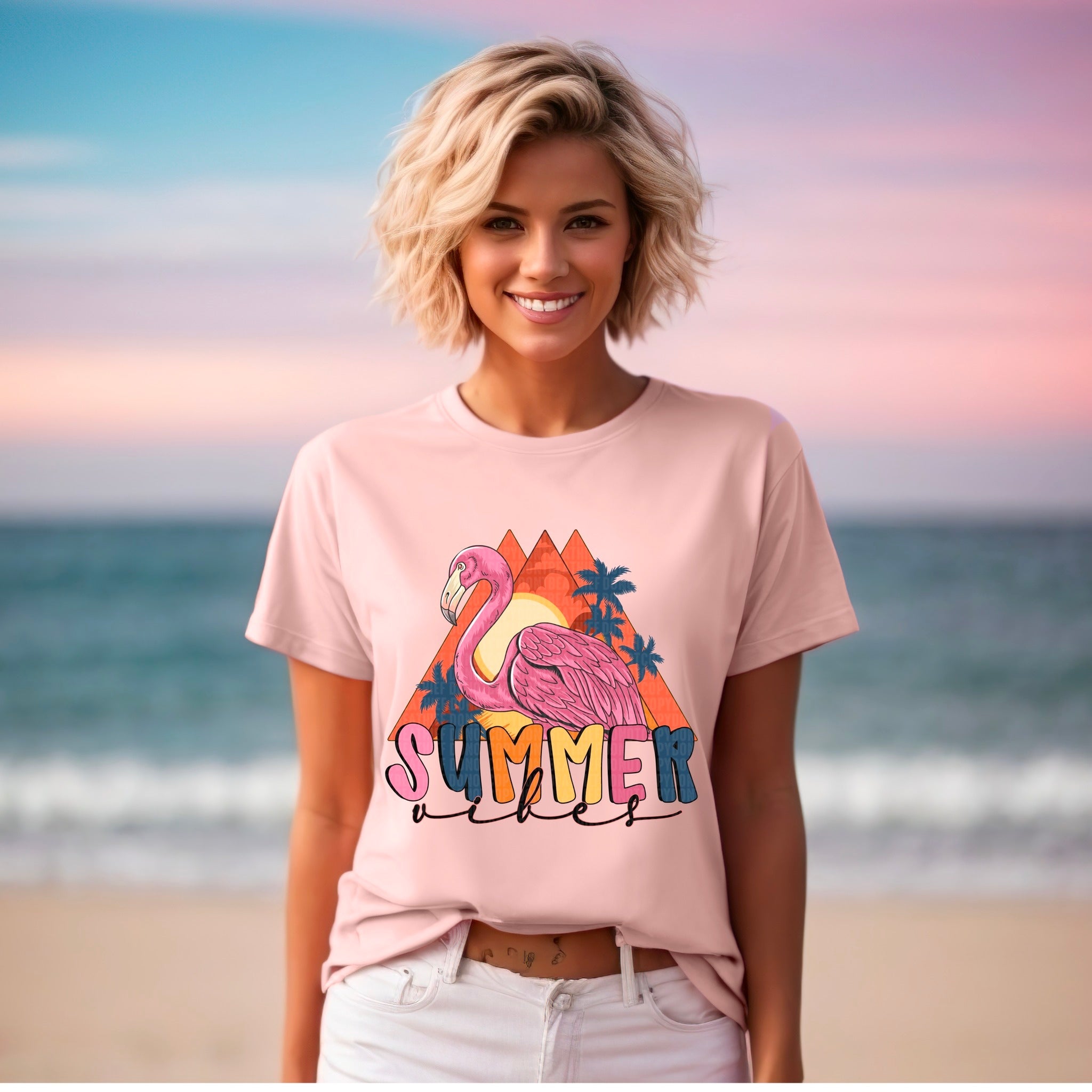 Summer Vibes - Flamingo - Tee