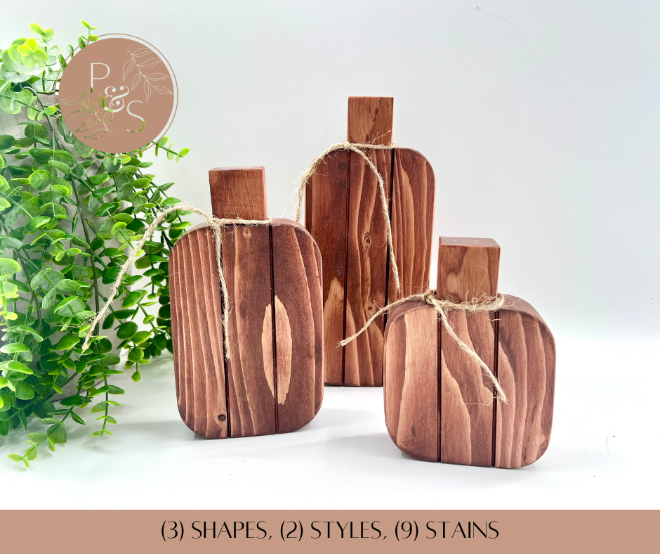 Stained Wood Pumpkins - Set of 3